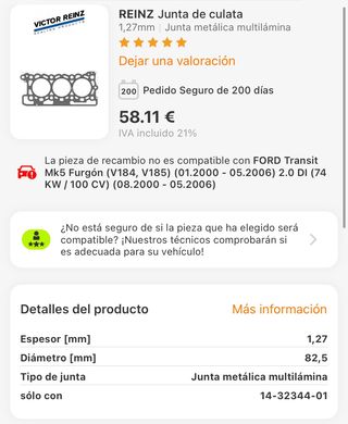 Junta de culata Land Rover discovery, citroen, peg