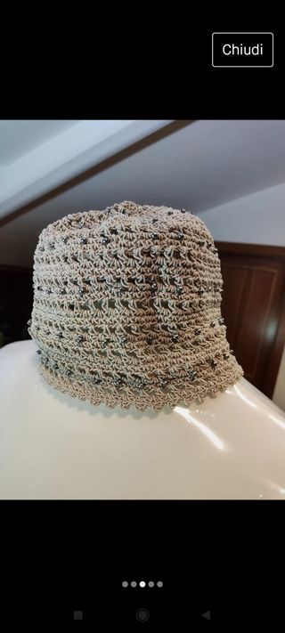 cappello donna grigio perla con perline