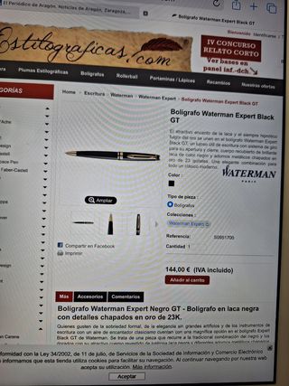 BOLÍGRAFO WATERMAN MOD. EXPERT BLACK GT. NUEVO