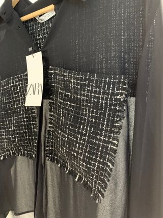 Camisa blusa transparencias y tela ZARA