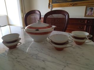 Juego de Consomé  de porcelana Santa Clara 
