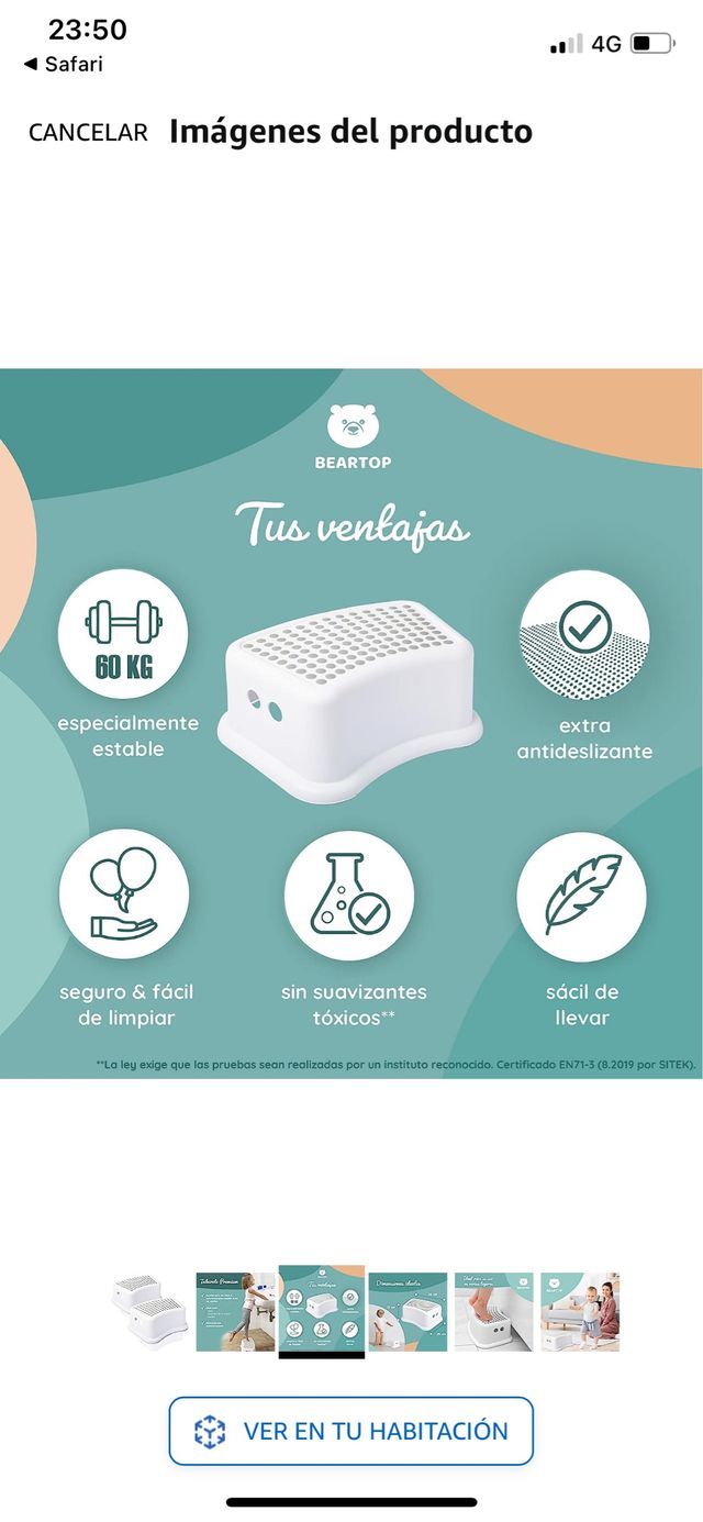 Peldaño taburete infantil sin uso