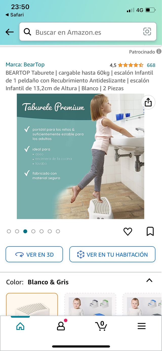 Peldaño taburete infantil sin uso