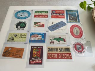 Lote de 72 etiquetas antiguas de hoteles de Italia