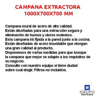 📣 CAMPANA EXTRACTORA 1000 X 700 X 700 MM 📣