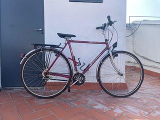 bicicleta cicloturismo con alforja trasera