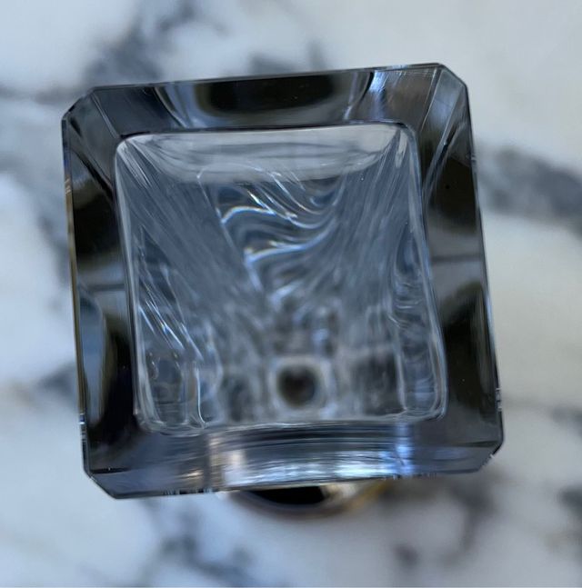 Jarrón cristal con pie de plata