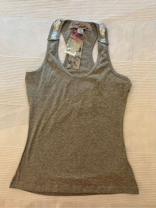 Camiseta nadadora gris lentejuelas NUEVA