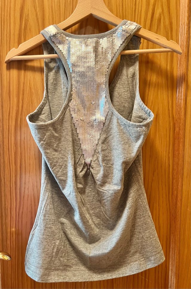 Camiseta nadadora gris lentejuelas NUEVA
