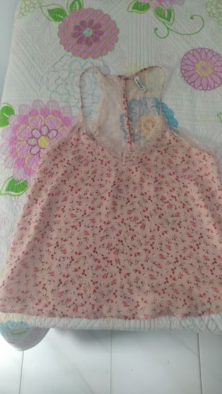 blusa tirantas semi transparente