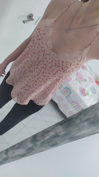 blusa tirantas semi transparente