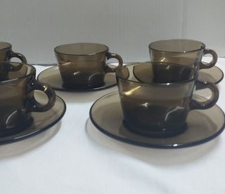 TAZAS DE CAFÉ DE CRISTAL ANTIGUAS VERECO