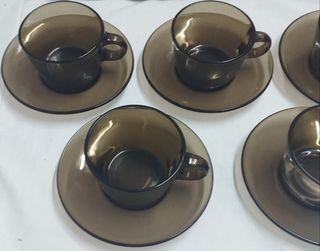 TAZAS DE CAFÉ DE CRISTAL ANTIGUAS VERECO