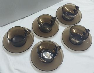 TAZAS DE CAFÉ DE CRISTAL ANTIGUAS VERECO