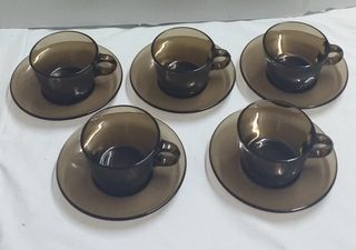 TAZAS DE CAFÉ DE CRISTAL ANTIGUAS VERECO