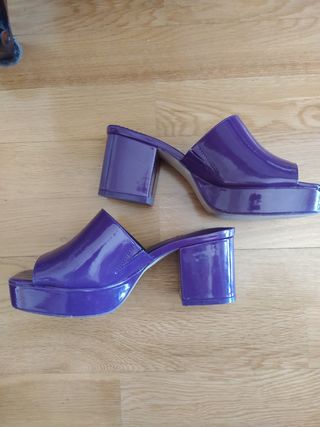 Zapatos mule tacón charol talla 36