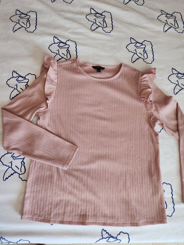 Camiseta manga larga con volantes