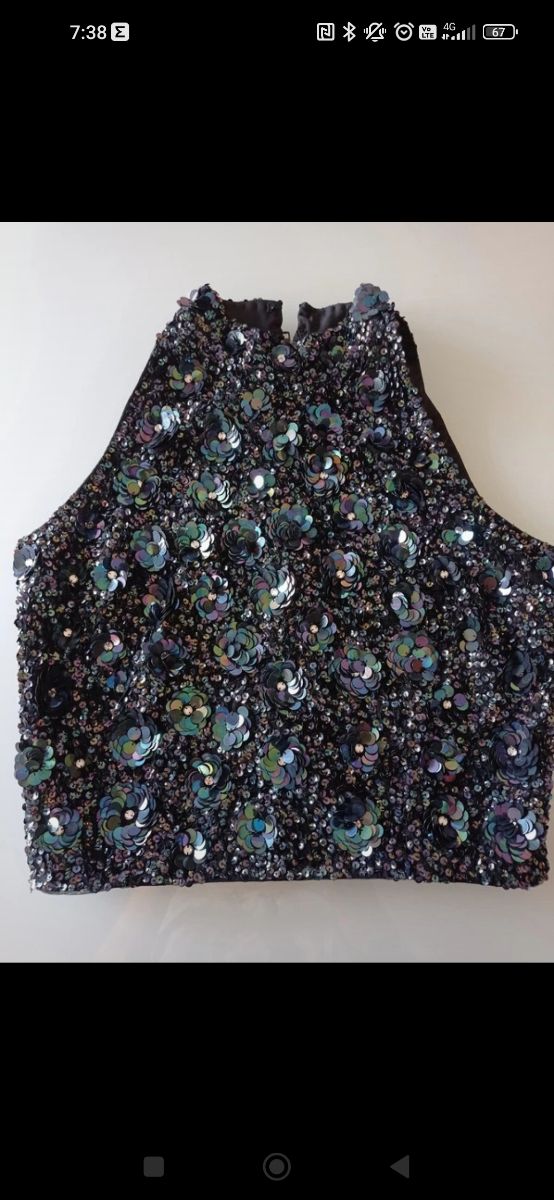 top con perline e strass 