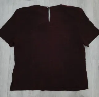 Jersey mujer elástico negro con brillos burdeos