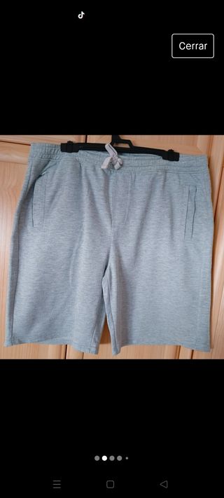 Pantalón corto hombre bermuda gris talla L 
