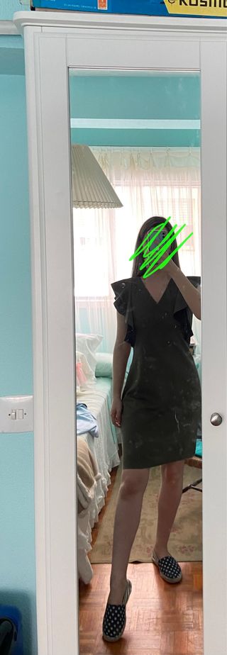 Vestido verde de ante