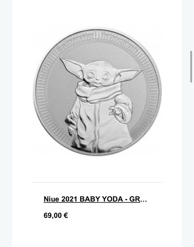 Grogu Yoda onza plata Mandalorian/2021