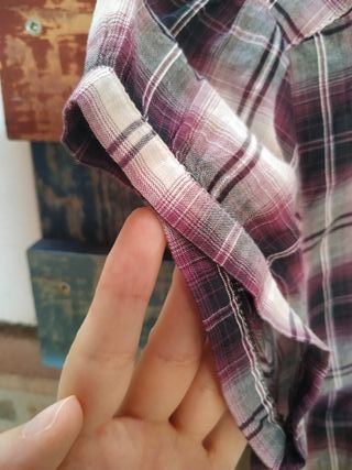 Camisa cuadros morada Stradivarius M