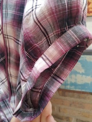 Camisa cuadros morada Stradivarius M