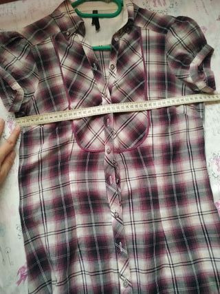 Camisa cuadros morada Stradivarius M