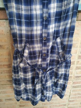 Camisa cuadros azul Bershka S