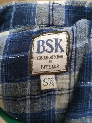Camisa cuadros azul Bershka S