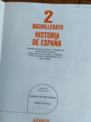 historia de España segundo bachillerato