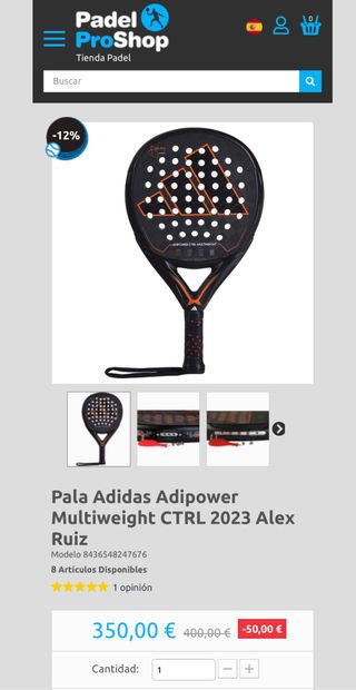 Raqueta pádel profesional Adidas adipower ctrl 