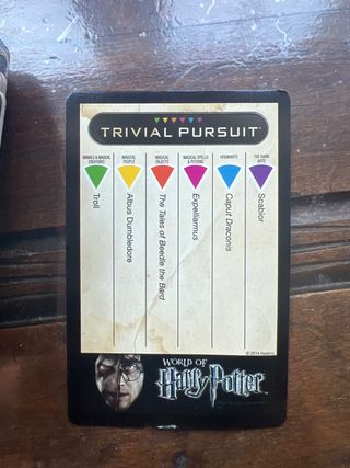 Tarjetas trivial en inglés EDICIÓN HARRY POTTER