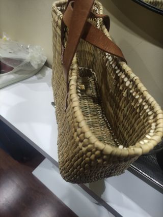 Bolso Mimbre y Piel Artesanal