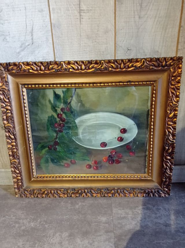 Antiguo cuadro oleo+marco dorado