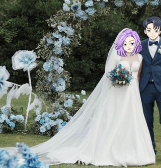 Vestido novia micado+velo+cancán