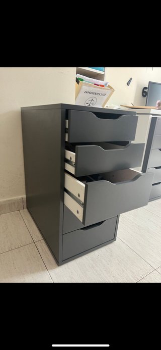 DOS CAJONERAS ALEX IKEA GRIS NEGRA