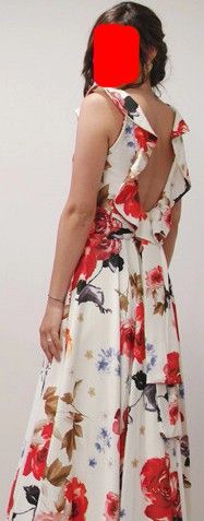 Vestido Largo Blanco/Estampado Floral Fiesta o Cóc