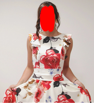 Vestido Largo Blanco/Estampado Floral Fiesta o Cóc