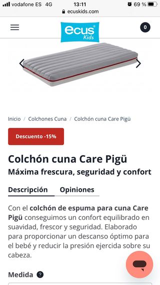 Colchon cuna bebé ECUS KIDS PIGU 60x120