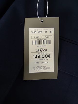 Traje azul marino verano, talla 48