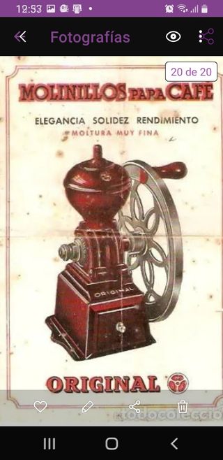 ANTIGUO MOLINILLO DE CAFÉ J.M.F CIRCA 1926-1929