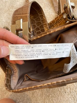 Bolso zara bowling piel de vaca marron