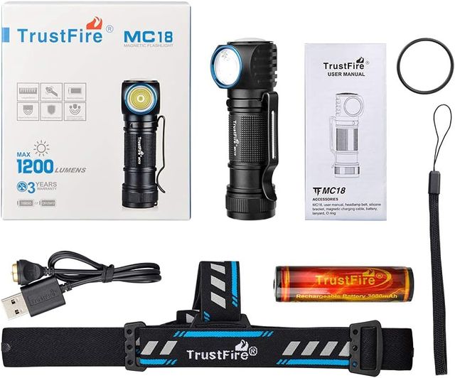 Linterna Faro frontal Trustfire MC18. 1200lm 4 mod