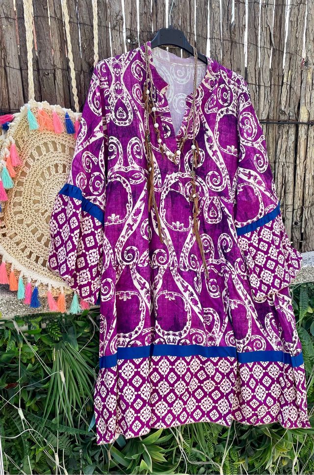 Vestido morado viscosa