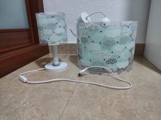 Lámpara techo y lámpara mesa infantil