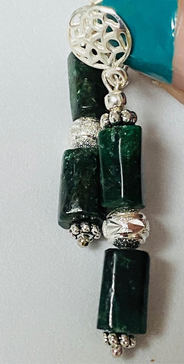 Pendientes de esmeraldas indias y plata de ley 925