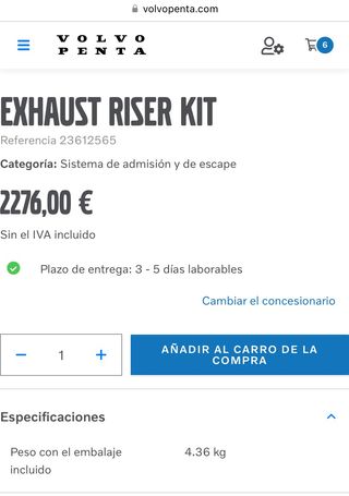 Riser Volvo Penta D4 y D6
