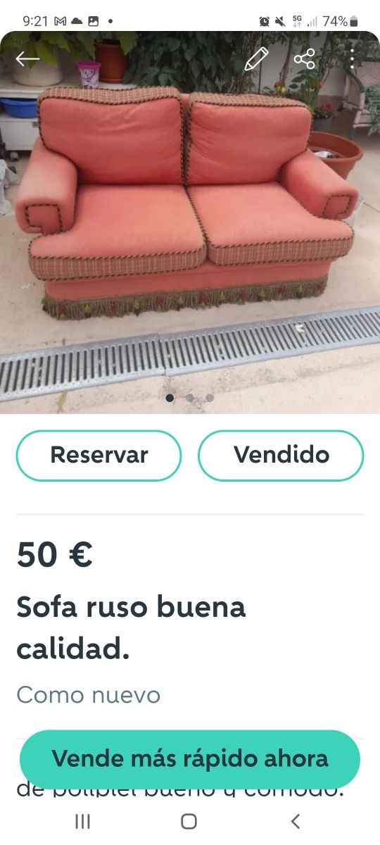 sofá 89 y dos sillones, tambien por seperado